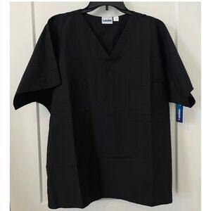 Landau Unisex 1-Pocket Reversible Scrub Top Black Large NWT 7502
